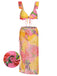 3PCS 1950er Rosa Blumen Badeanzug Set