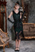 DUNKELGRÜN 1920ER VINTAGE PAILLETTEN FRANSE FLAPPER KLEID