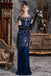 BLAU 1920ER PAILLETTEN  MAXI FLAPPER KLEID