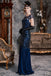 BLAU 1920ER PAILLETTEN  MAXI FLAPPER KLEID