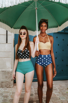 2PCS DOT NECKHOLDER PATCHWORK BADEANZUG