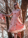 1950ER STICKEREI BLUMEN 3/4 ÄRMEL SWING KLEID
