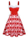 Rot 1950er Pelzig Träger Swing Kleid