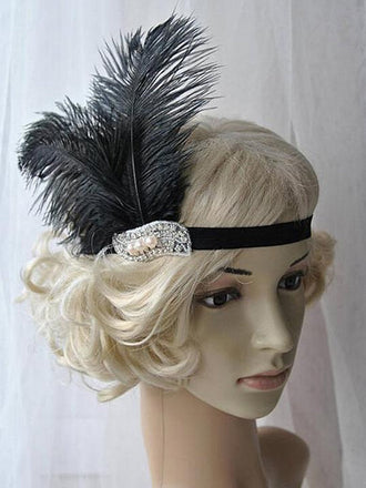 SCHWARZ 1920ER FEDER FLAPPER STIRNBAND